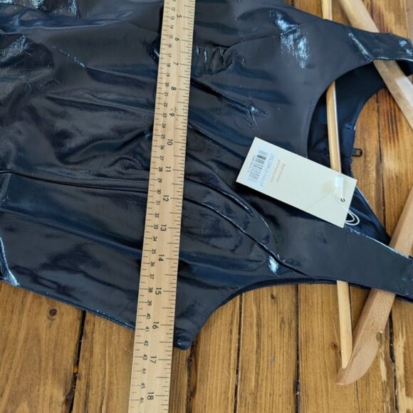 Nwt Choosy Chic Navy Blue Sleeveless Faux Leather Dress - Picture 3 of 6